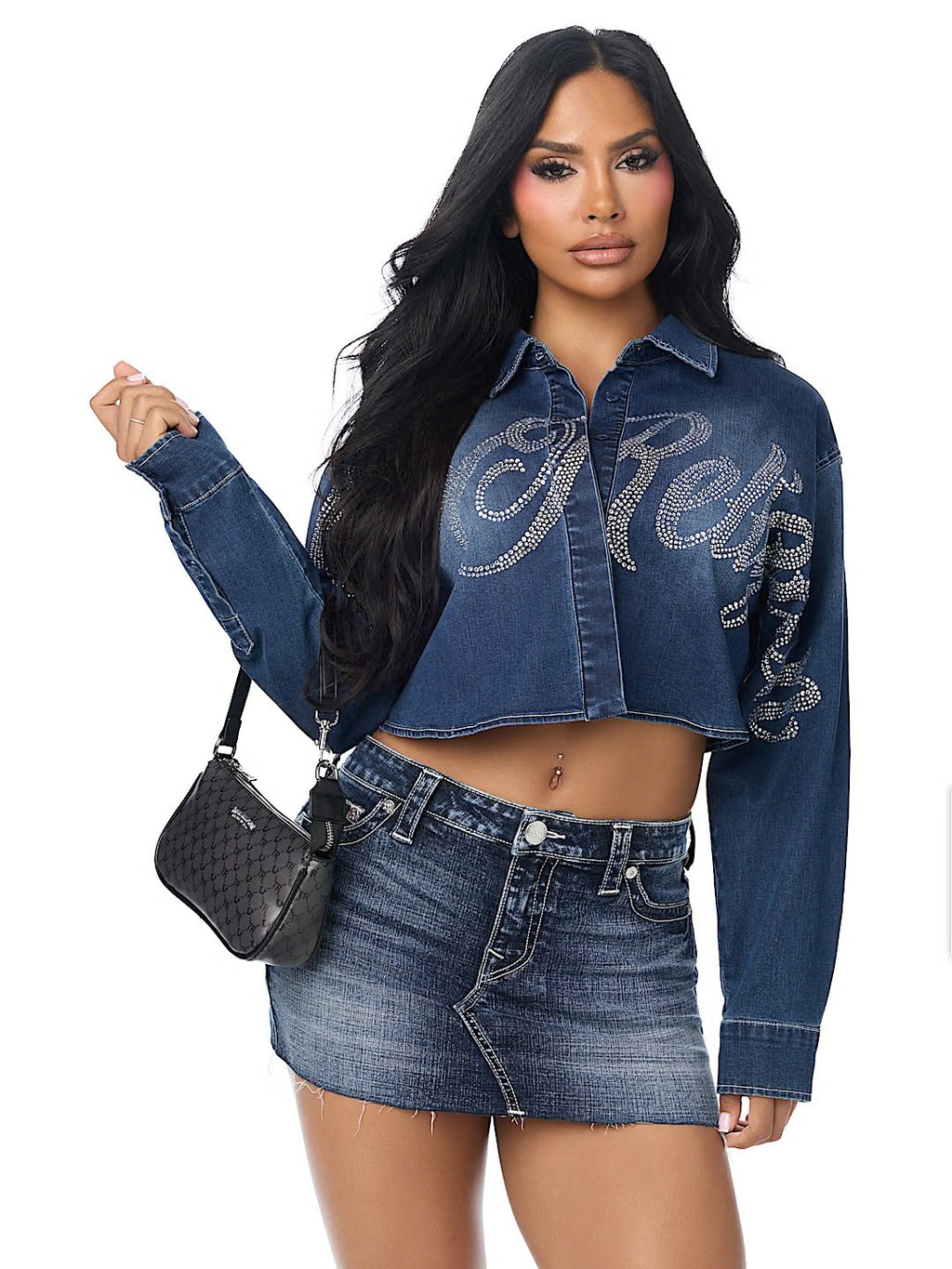 logo horseshoe allover print handbag