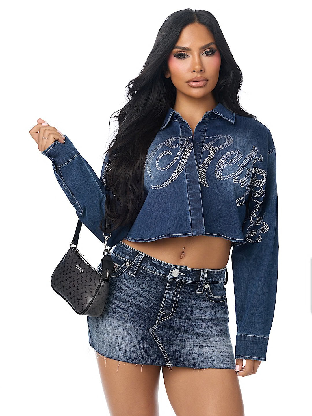 logo horseshoe allover print handbag